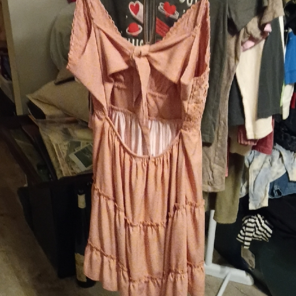 Elegant Lace Peach Dress - Picture 2 of 2